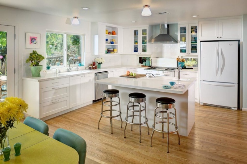 semi flush lighting over kitchen island